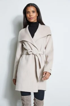 Tahari Ella Double Face Wool Coat -ELIE TAHARI Sales 6620635 ELLA SOFTALMOND 2front 1641