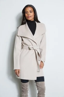 Tahari Ella Double Face Wool Coat -ELIE TAHARI Sales 6620635 ELLA SOFTALMOND 2front 1645