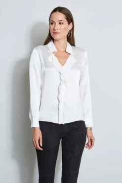 Elie Tahari Silk Satin Cascade Shirt