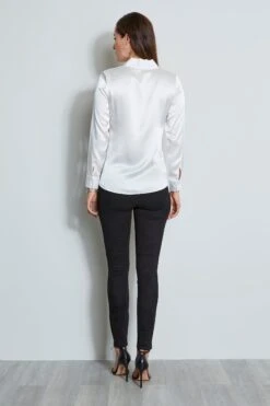 Elie Tahari Silk Satin Cascade Shirt -ELIE TAHARI Sales CHIFFONRUFFLESHIRT E807G522 FRESHPEARL 3BACK 1759 79f8bd89 d829 4a70 8099 654fd3f52991