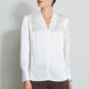 Elie Tahari Contour Silk Satin Shirt -ELIE TAHARI Sales CONTOURSILKSHIRT E807G502 FRESHPEARL 2FRONT 2484