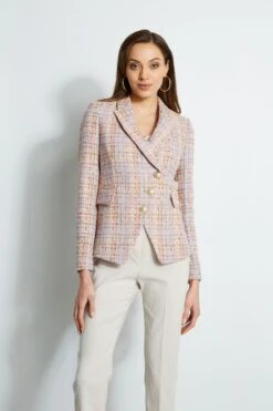 Elie Tahari Tweed 3 Button Blazer