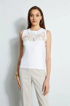 New Products 15 Elie Tahari Sleeveless Lace Insert Sweater