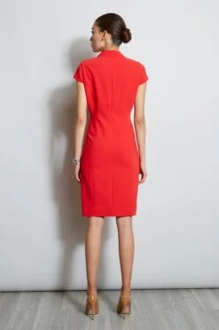 Elie Tahari Contour Crepe Dress -ELIE TAHARI Sales E101K602 CalypsoRed 3BACK 1682copy