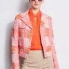 Elie Tahari Cropped Plaid Jacket