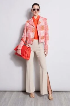 Elie Tahari Cropped Plaid Jacket -ELIE TAHARI Sales E1087202 IslandSand E202R103 Multi E25X3502 Peony 4STYLING 382