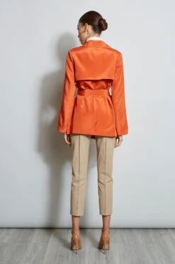 Silk Trench Jacket -ELIE TAHARI Sales E1087202 IslandSand ETR21253 WildFlower 3BACK 0569