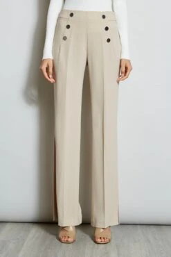 Elie Tahari Slit Button Pant -ELIE TAHARI Sales E1087202 IslandSand ETR22170 SkyWhite 2FRONT 621