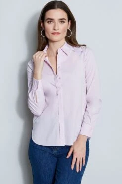 Elie Tahari Embroidered Shoulder Shirt