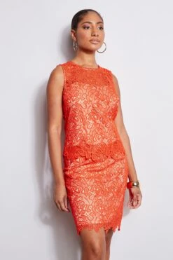 Elie Tahari Lace Skirt -ELIE TAHARI Sales E201D303 Tomato E2087103 Tomato E201D503 Tomato 2front 1634