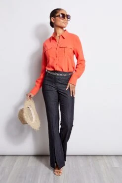Elie Tahari Utility Shirt -ELIE TAHARI Sales E202P203 Indigo E201F503 Tomato 1hero 1535