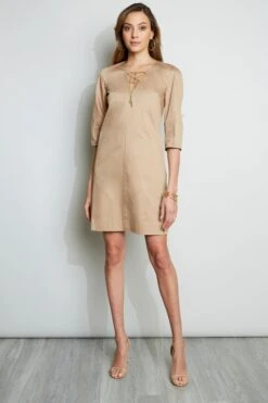 Elie Tahari Tie Up Poplin Dress