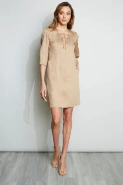 Elie Tahari Tie Up Poplin Dress -ELIE TAHARI Sales E2044602 RATTAN 1HERO 020