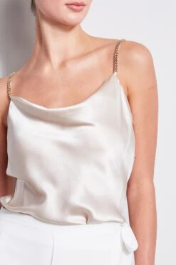 Elie Tahari Silk Satin Chain Cami 9 Elie Tahari Silk Satin Chain Cami -ELIE TAHARI Sales E2087203 Foam E207G503 Buff 2FRONT 1867