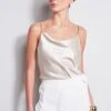 Elie Tahari Silk Satin Chain Cami -ELIE TAHARI Sales E2087203 Foam E207G503 Buff 2FRONT 1871