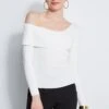 Off Shoulder Sweater -ELIE TAHARI Sales E2087223 BLACK ETR31237 WHITE 2FRONT 1802