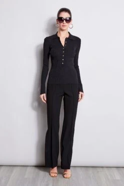 Elie Tahari Long Sleeve Polo Sweater -ELIE TAHARI Sales E2087223 Black E25X3503 Black 1HERO 2031