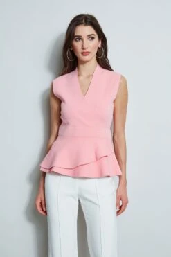 Wrap Peplum Sweater 9 Wrap Peplum Sweater -ELIE TAHARI Sales E2087223 FOAM ETR32138 SOHOPINK 2front 502