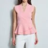 Wrap Peplum Sweater -ELIE TAHARI Sales E2087223 FOAM ETR32138 SOHOPINK 2front 505