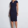 Elie Tahari Short Sleeve Keyhole Ring Dress