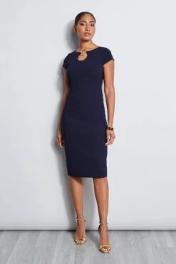 New Products 7 Elie Tahari Short Sleeve Keyhole Ring Dress