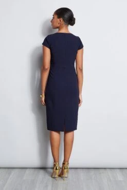 Elie Tahari Short Sleeve Keyhole Ring Dress -ELIE TAHARI Sales E2087603 Stargazer 3BACK 3909