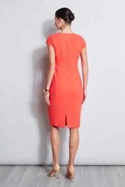 Elie Tahari Short Sleeve Keyhole Ring Dress -ELIE TAHARI Sales E2087603 Tomato 3BACK 3880