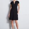 Elie Tahari Short Sleeve Dart Fit & Flare Dress