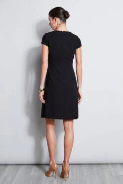 Elie Tahari Short Sleeve Dart Fit & Flare Dress 7 Elie Tahari Short Sleeve Dart Fit & Flare Dress -ELIE TAHARI Sales E2087613 Black 3BACK 3943 1