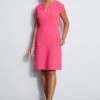 Elie Tahari Short Sleeve Dart Fit & Flare Dress -ELIE TAHARI Sales E2087613 TropicPink 1hero 3406t 1