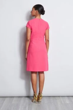 Elie Tahari Short Sleeve Dart Fit & Flare Dress -ELIE TAHARI Sales E2087613 TropicPink 3back 3377t db8ab1fd 1fd6 4b08 b455 cab8895fcad4