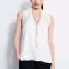 Elie Tahari Sleeveless Silk Chain Collar Shirt -ELIE TAHARI Sales E20M020U BLACK E310N503 FRESHPEARL 2front 4507