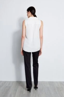 Elie Tahari Sleeveless Silk Chain Collar Shirt -ELIE TAHARI Sales E20M020U BLACK E310N503 FRESHPEARL 3back 4512