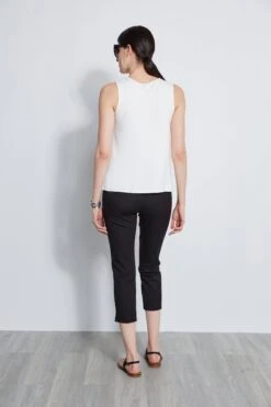 Sleeveless Asymmetric Twist Knit -ELIE TAHARI Sales E20M020 BLACK ETR21347 SKYWHITE 3BACK 1415