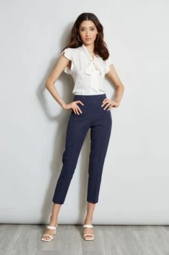 Elie Tahari Flutter Sleeve Tie Shirt -ELIE TAHARI Sales E20M021U NAVY E410N503 FRESHPEARL 1HERO 1450