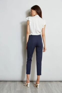 Elie Tahari Flutter Sleeve Tie Shirt -ELIE TAHARI Sales E20M021U NAVY E410N503 FRESHPEARL 3BACK 1418