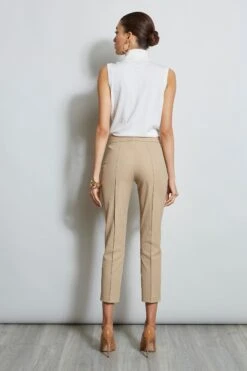 Elie Tahari Pintuck Cropped Stretch Twill Pant 7 Elie Tahari Pintuck Cropped Stretch Twill Pant -ELIE TAHARI Sales E20M021U RATTAN 3BACK 759