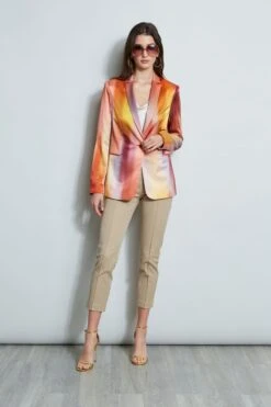 Elie Tahari Ombre Silk Satin Blazer -ELIE TAHARI Sales E20M021U RATTAN E502F103 GINGER E207G503 BUFF 1Hero 1211