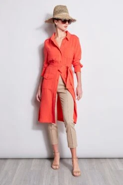 Elie Tahari Utility Shirt Dress -ELIE TAHARI Sales E20M021U Rattan E201F603 Tomato 4STYLING 2158