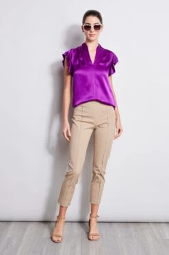 Elie Tahari Silk Satin Flutter Shirt 7 Elie Tahari Silk Satin Flutter Shirt -ELIE TAHARI Sales E20M021U Rattan E207G513 Wildberry 1HERO 2266
