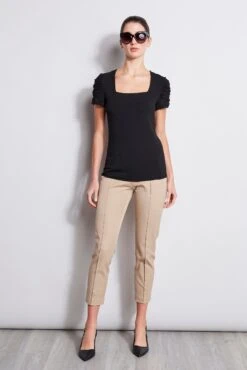 Elie Tahari Puff Sleeve Square Neck Knit -ELIE TAHARI Sales E20M021U Rattan E25X3503 TropicPink 1HERO 2199