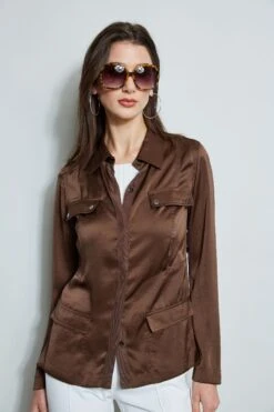 Elie Tahari Cargo Utility Jacket -ELIE TAHARI Sales E20M021U WHITE E5027503 SUMATRA E45X7503 SAND 2FRONT 124