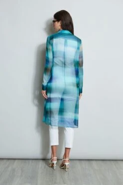 Elie Tahari Ombre Silk Chiffon Maxi Shirt -ELIE TAHARI Sales E20M021U WHITE E502E603 GREEN CU59150U WHITE 3back 332