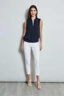 Elie Tahari Silk Contour Rib Shirt -ELIE TAHARI Sales E20M021U WHITE E510N503 STARGAZER 1Hero 230