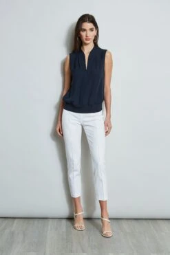 Elie Tahari Silk Contour Rib Shirt -ELIE TAHARI Sales E20M021U WHITE E510N503 STARGAZER 1Hero 231