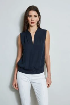 Elie Tahari Silk Contour Rib Shirt