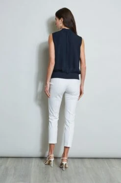 Elie Tahari Silk Contour Rib Shirt -ELIE TAHARI Sales E20M021U WHITE E510N503 STARGAZER 3BACK 171