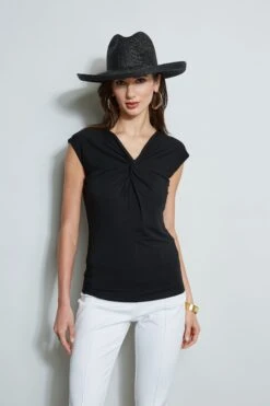 Elie Tahari Twist Knot Knit -ELIE TAHARI Sales E20M021U WHITE E556X503 BLACK 2front 185