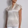 Elie Tahari Silk Satin Flutter Shirt