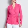 Elie Tahari Long Sleeve Silk Wrap Shirt -ELIE TAHARI Sales E210N513 TROPICPINK 2FRONT 3586
